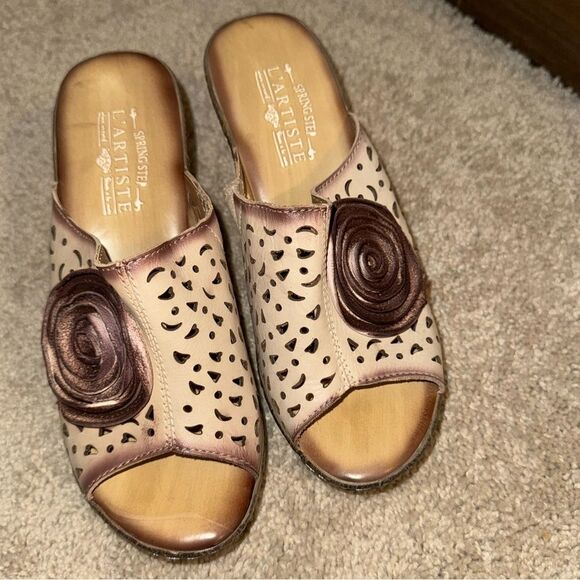 L’ Artiste by Spring Step Amara Beige Mocha Tan Leather Sandals 39 - Picture 1 of 6
